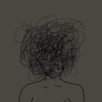 Image with a head with spirals depiticing worry, anxiety and anxiety therapy.
