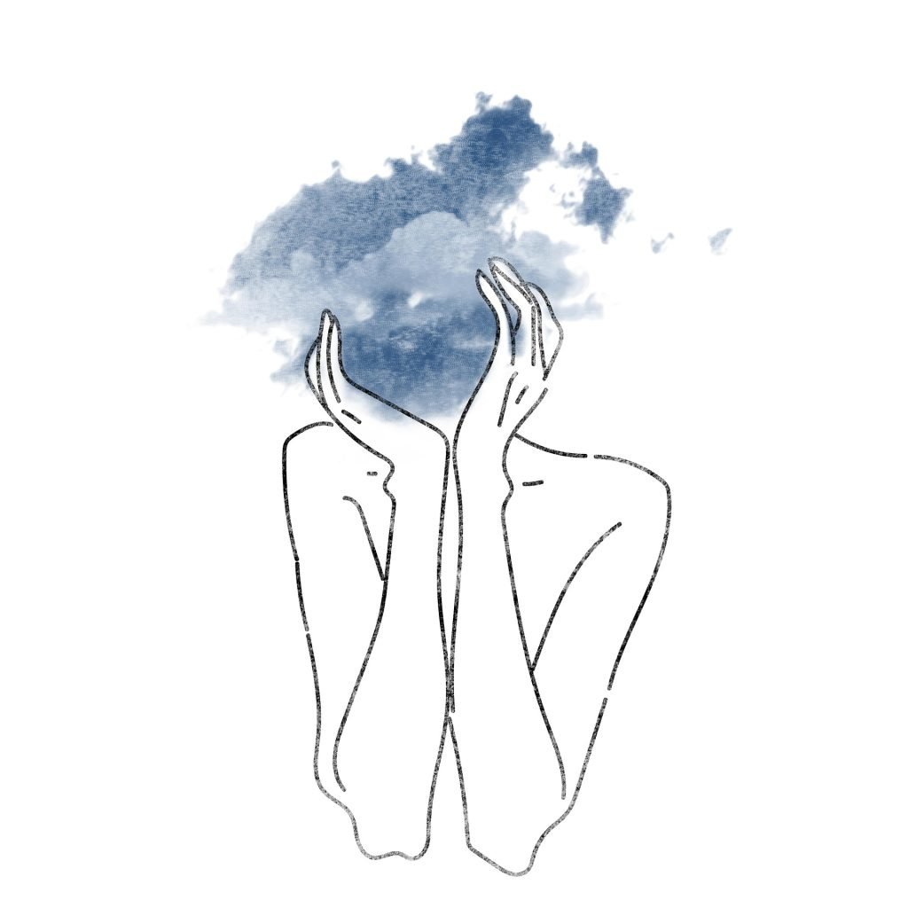 Person with cloud on head depiciting depression and in possible need of depression therapy.
